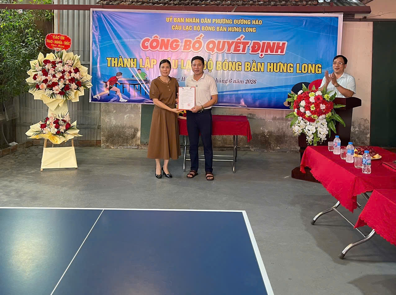 Lễ ra mắt và công bố Quyết định thành lập Câu lạc bộ Bóng bàn Hưng Long