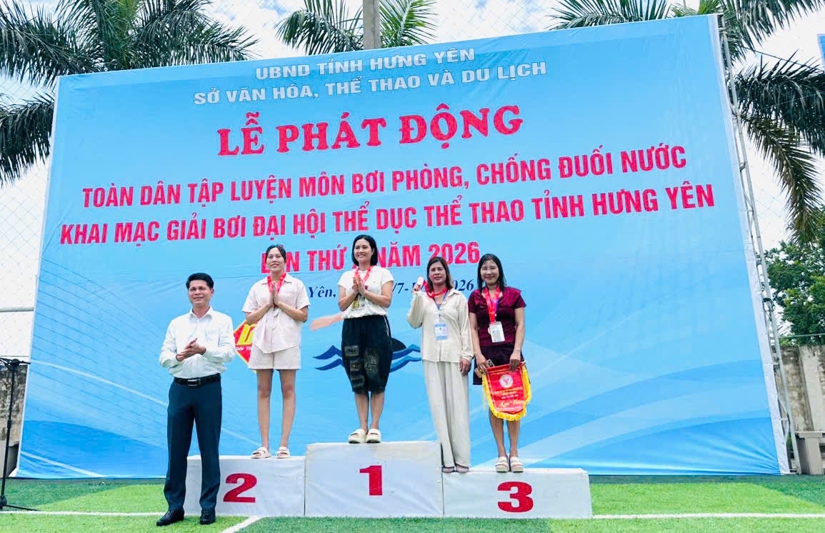 Phường Đường Hào giành 01 Huy chương vàng, 01 Huy chương đồng tại giải bơi lội Đại hội TDTD tỉnh Hưng Yên lần thứ X